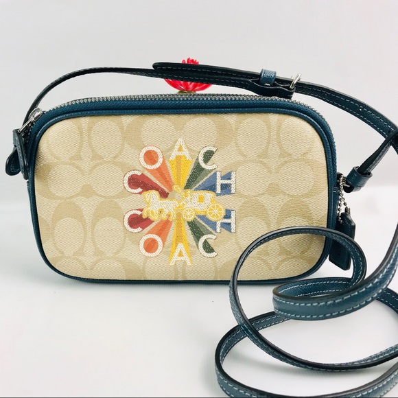 Coach Handbags - Coach Crossbody Rainbow Radial Canvas Pouch Bag